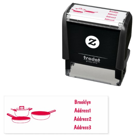 Cartoon-Abbildung von Cookware-Sets Permastempel (Beispiel)