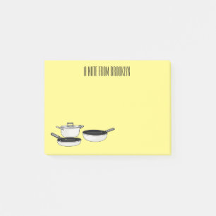 Cartoon-Abbildung von Cookware-Sets Post-it Klebezettel