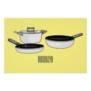 Cartoon-Abbildung von Cookware-Sets Poster