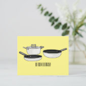 Cartoon-Abbildung von Cookware-Sets Postkarte (Stehend Vorderseite)