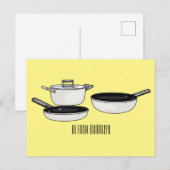 Cartoon-Abbildung von Cookware-Sets Postkarte (Vorne/Hinten)