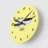 Cartoon-Abbildung von Cookware-Sets Runde Wanduhr (Winkel)