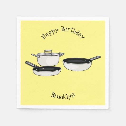Cartoon-Abbildung von Cookware-Sets Serviette (Vorderseite)