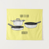 Cartoon-Abbildung von Cookware-Sets Wandteppich (Vorderseite (Horizontal))
