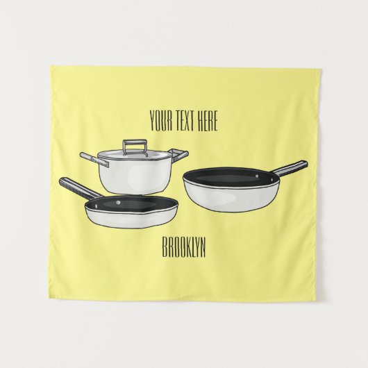 Cartoon-Abbildung von Cookware-Sets Wandteppich (Vorderseite (Horizontal))