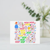 Cartoon-Abbildung von rosa Bundsen auf einer Postk Postkarte (Stehend Vorderseite)