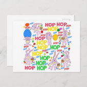 Cartoon-Abbildung von rosa Bundsen auf einer Postk Postkarte (Vorne/Hinten)