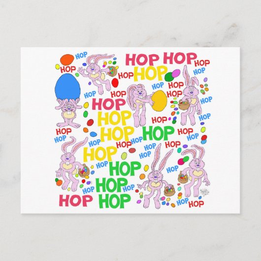 Cartoon-Abbildung von rosa Bundsen auf einer Postk Postkarte (Vorderseite)