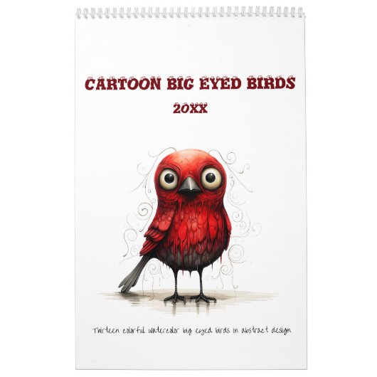 Cartoon Abstrakt Big Mit Augen Birds Kalender (Titelbild)