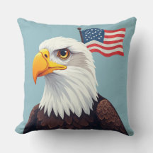 Cartoon-Adler mit winkender amerikanischer Flagge