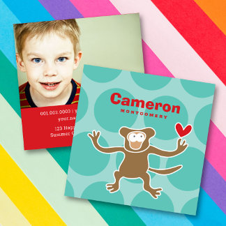 Cartoon Affe Ape Kid Profil Foto Aufrufkarte Quadratische Visitenkarte