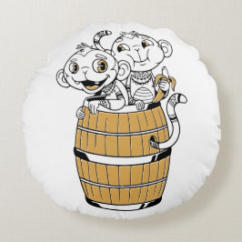 Cartoon-Affe Rundes Kissen