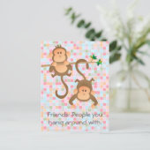 Cartoon-Affen herumhängen Postkarte (Stehend Vorderseite)