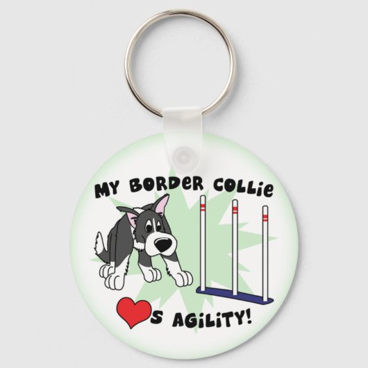 Cartoon Agility Border Collie Schlüsselanhänger (Vorderseite)