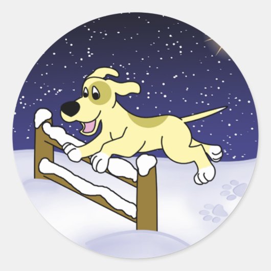 Cartoon Agility Hund Weihnachten Runder Aufkleber (Vorderseite)