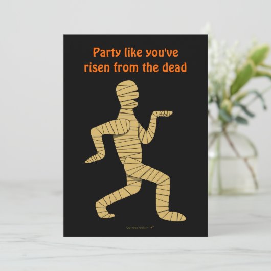 Cartoon Ägyptische Mummy-Pyramiden Einladung (Stehend Vorderseite)