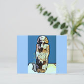 Cartoon Ägyptische Statue Postkarte (Stehend Vorderseite)