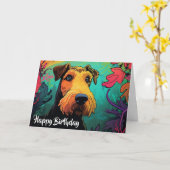 Cartoon Airedale Terrier im Tessin Karte (Gelbe Blume)