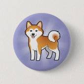 Cartoon Akita Inu/Shiba Inu Button (Vorderseite)