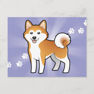 Cartoon Akita Inu/Shiba Inu Postkarte