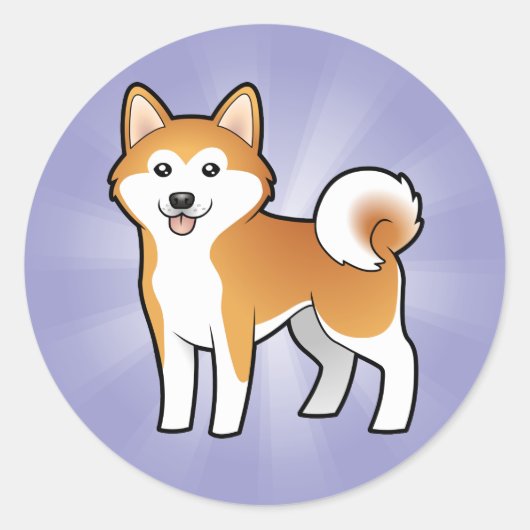 Cartoon Akita Inu / Shiba Inu Runder Aufkleber (Vorderseite)