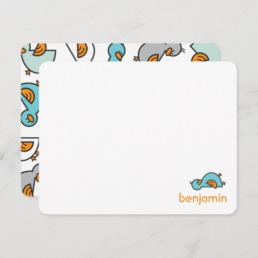 Cartoon Albern Duckies Baby Boy Danke Karte (Vorne/Hinten)