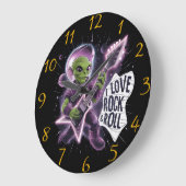 Cartoon-Alien mit grünem Haupt Große Wanduhr (Winkel)