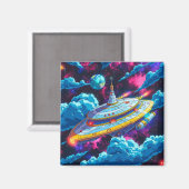 Cartoon Alien Raumfahrt Magnet (Vorderseite/Rückseite)