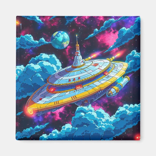 Cartoon Alien Raumfahrt Magnet (Vorne)