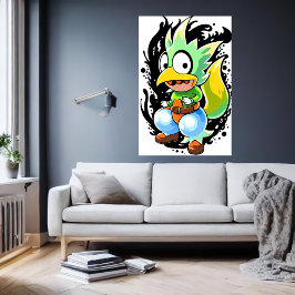 Cartoon Alien Vogelkreatur | Art der AI Poster