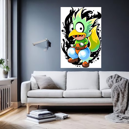 Cartoon Alien Vogelkreatur | Art der AI Poster