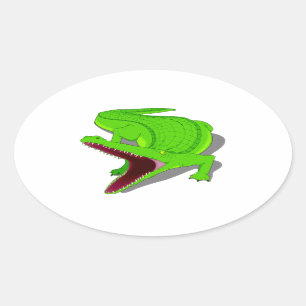 Cartoon-Alligator mit seinem Mund offen Ovaler Aufkleber