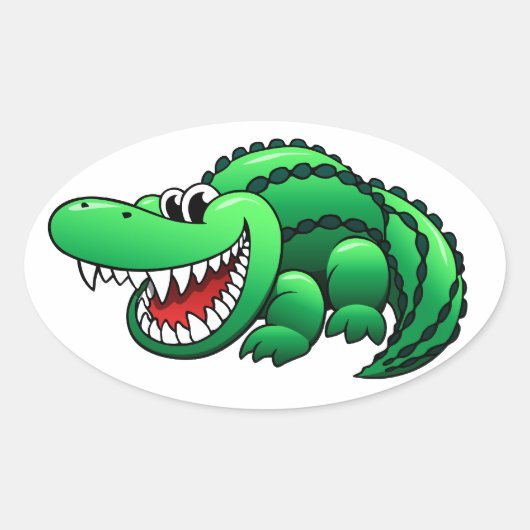 Cartoon Alligator Ovaler Aufkleber (Vorderseite)
