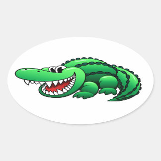 Cartoon Alligator Ovaler Aufkleber