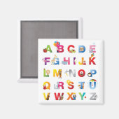 Cartoon Alphabet Kühlschrankmagnet (Vorderseite/Rückseite)