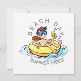 Cartoon am Strand auf aufblasbarem Ring