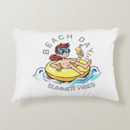 Cartoon am Strand auf aufblasbarem Ring Dekokissen