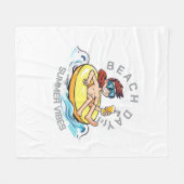 Cartoon am Strand auf aufblasbarem Ring Fleecedecke (Vorderseite (Horizontal))