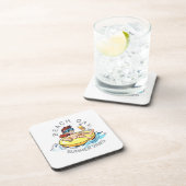 Cartoon am Strand auf aufblasbarem Ring Getränkeuntersetzer (Rechte Seite)