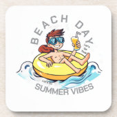Cartoon am Strand auf aufblasbarem Ring Getränkeuntersetzer (Vorderseite)