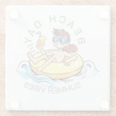 Cartoon am Strand auf aufblasbarem Ring Glasuntersetzer (Rückseite)