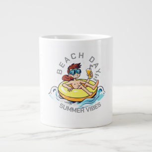 Cartoon am Strand auf aufblasbarem Ring Jumbo-Tasse