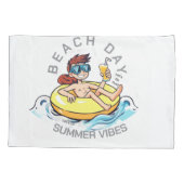 Cartoon am Strand auf aufblasbarem Ring Kissenbezug (Rückseite)