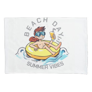 Cartoon am Strand auf aufblasbarem Ring Kissenbezug