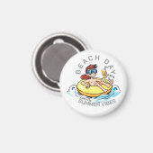 Cartoon am Strand auf aufblasbarem Ring Magnet (Vorderseite/Rückseite)