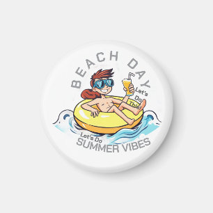 Cartoon am Strand auf aufblasbarem Ring Magnet