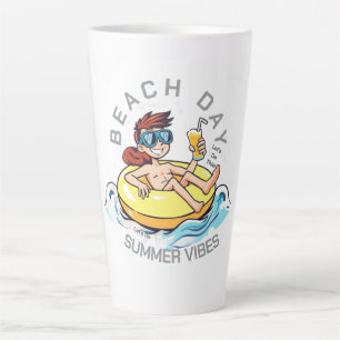 Cartoon am Strand auf aufblasbarem Ring Milchtasse
