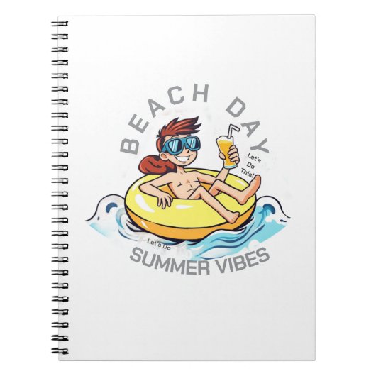 Cartoon am Strand auf aufblasbarem Ring Notizblock (Vorderseite)