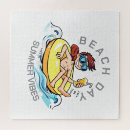 Cartoon am Strand auf aufblasbarem Ring Puzzle