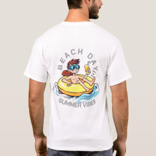 Cartoon am Strand auf aufblasbarem Ring T-Shirt